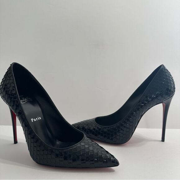 Christian Louboutin Kate 100 Pumps Scale-Embossed Black LV size 38 - Picture 12 of 13
